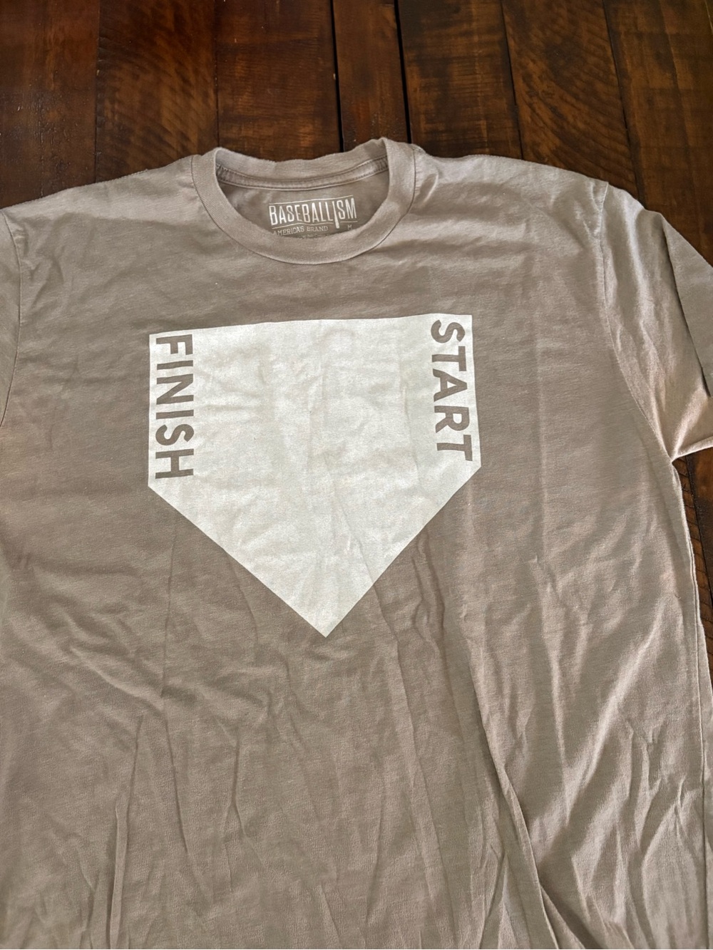 Baseballism Men’s Taupe Short-Sleeve Graphic Tee - Start/Finish